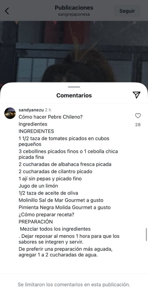 Recetas chilenas en Instagram de China Suárez por conflicto con Benjamín Vicuña