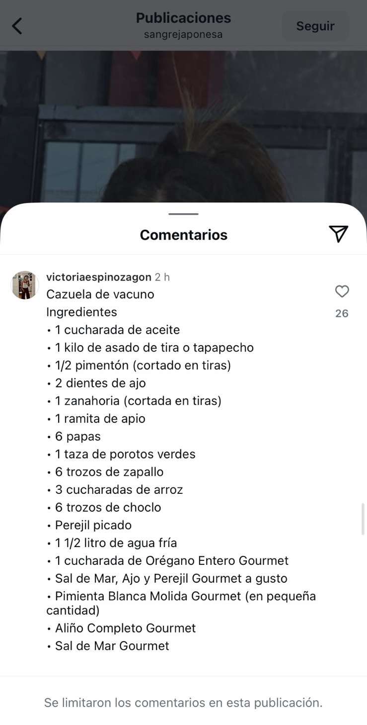 Recetas chilenas en Instagram de China Suárez por conflicto con Benjamín Vicuña Recetas chilenas en Instagram de China Suárez por conflicto con Benjamín Vicuña