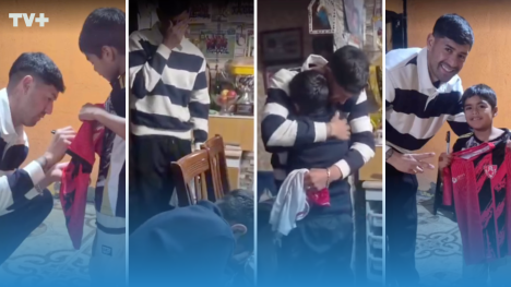 ¡Emoción total! Agustín Ortiz sorprendió a un pequeño hincha y ambos terminaron llorando